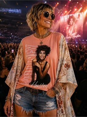 Whitney Houston Custom Upcycled Poncho Top OSFM